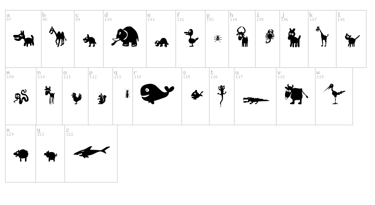 FE Win Pets 2 font map